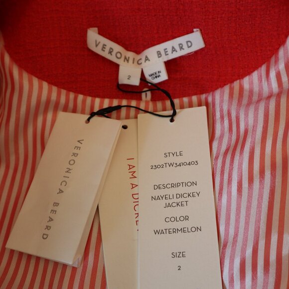 Veronica Beard Nayeli Blazer Dickey Fringe Jacket Watermelon Red Size 2 New $598 - Picture 8 of 9